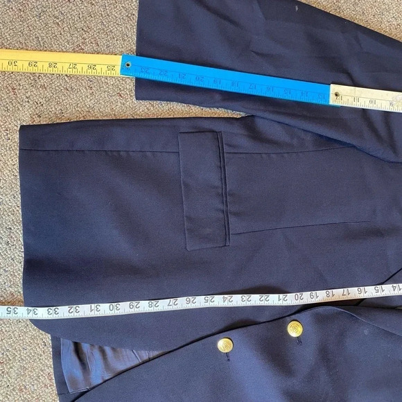 Chaps Ralph Lauren Pure New Wool 2 Button Blue Blazer Men Size 46 R Pockets - Picture 3 of 8